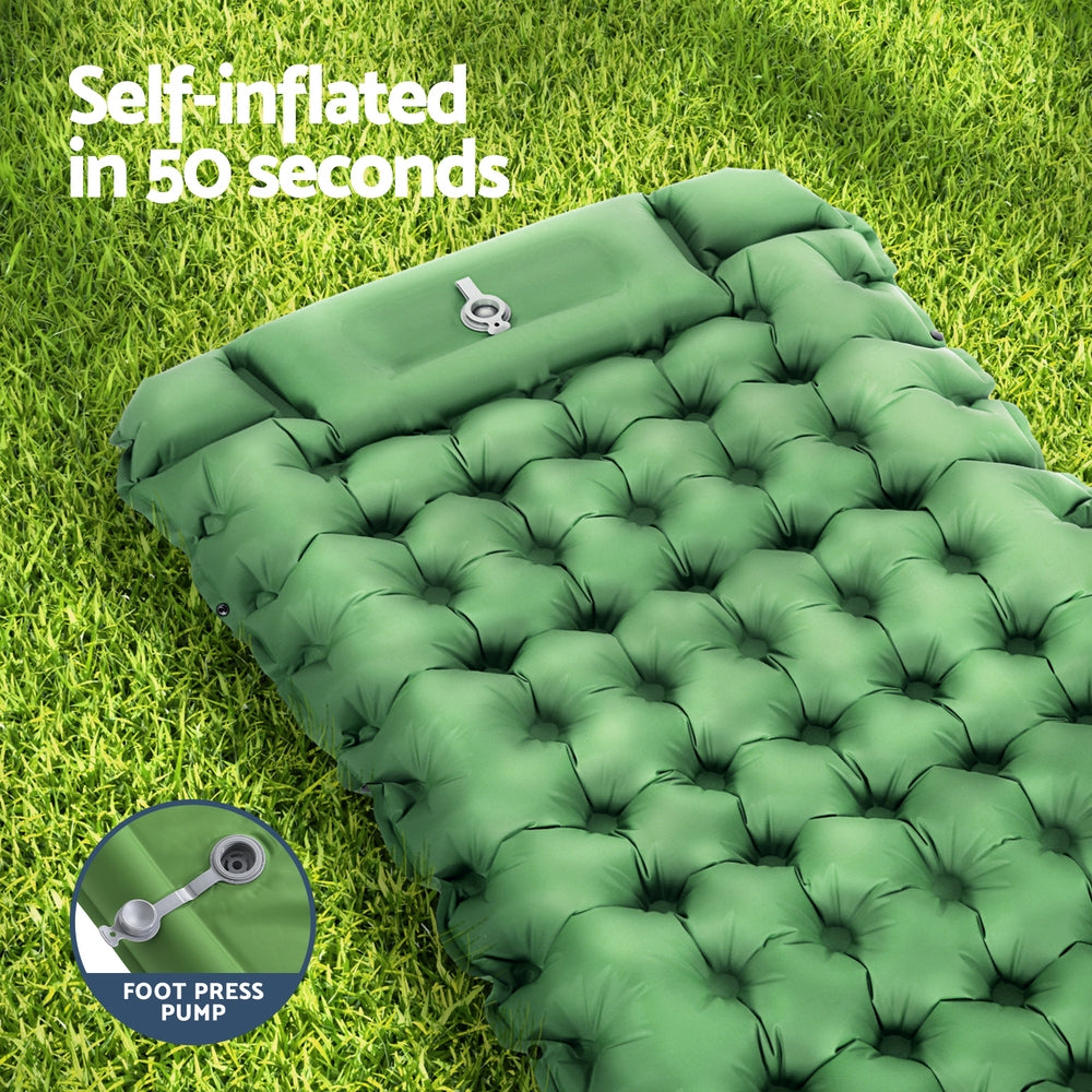 Weisshorn Self Inflating Mattress Camping Sleeping Mat Air Bed Pad Single Pillow - ShopFrenzy