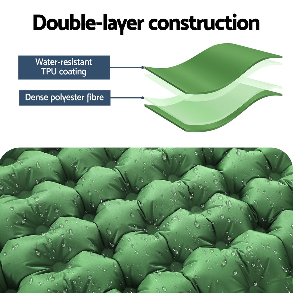 Weisshorn Self Inflating Mattress Camping Sleeping Mat Air Bed Pad Single Pillow - ShopFrenzy