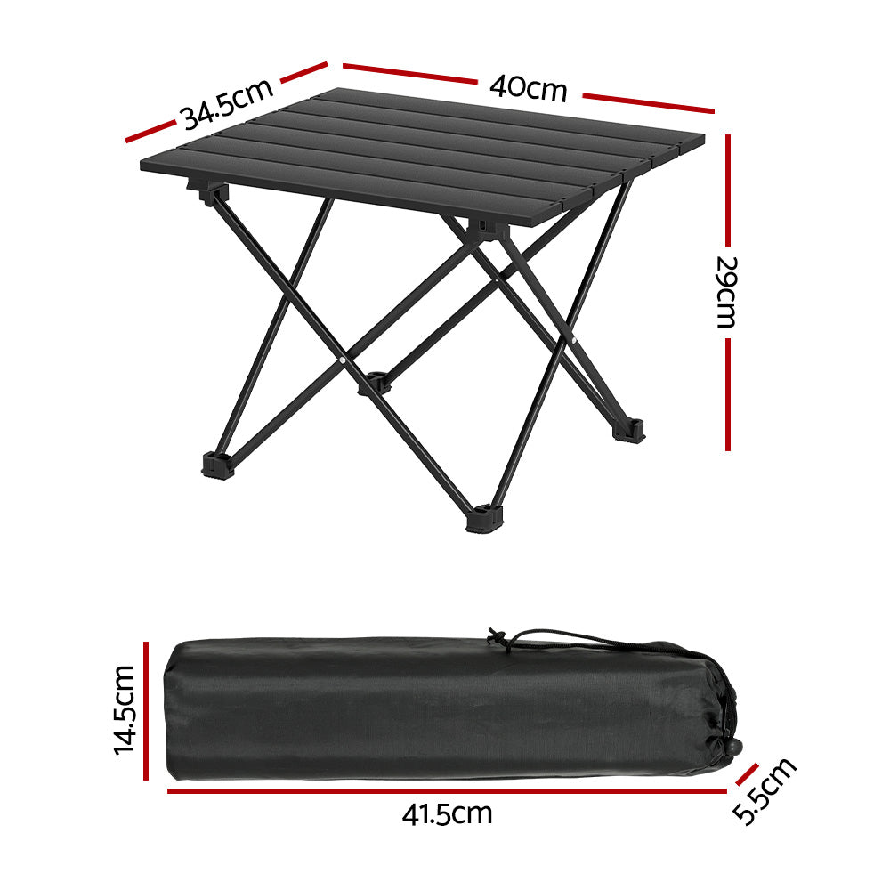 Weisshorn Folding Camping Table 40CM Roll Up Outdoor Picnic BBQ Aluminium Desk - ShopFrenzy