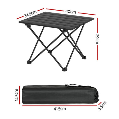 Weisshorn Folding Camping Table 40CM Roll Up Outdoor Picnic BBQ Aluminium Desk - ShopFrenzy