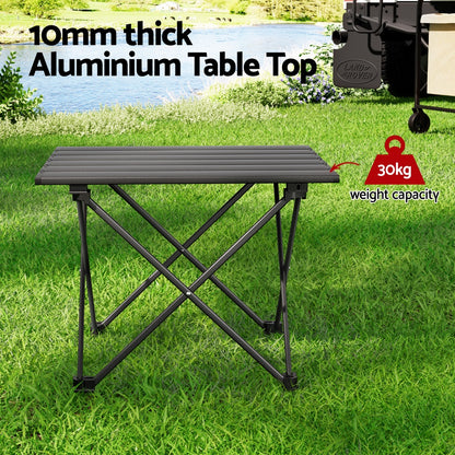 Weisshorn Folding Camping Table 40CM Roll Up Outdoor Picnic BBQ Aluminium Desk - ShopFrenzy