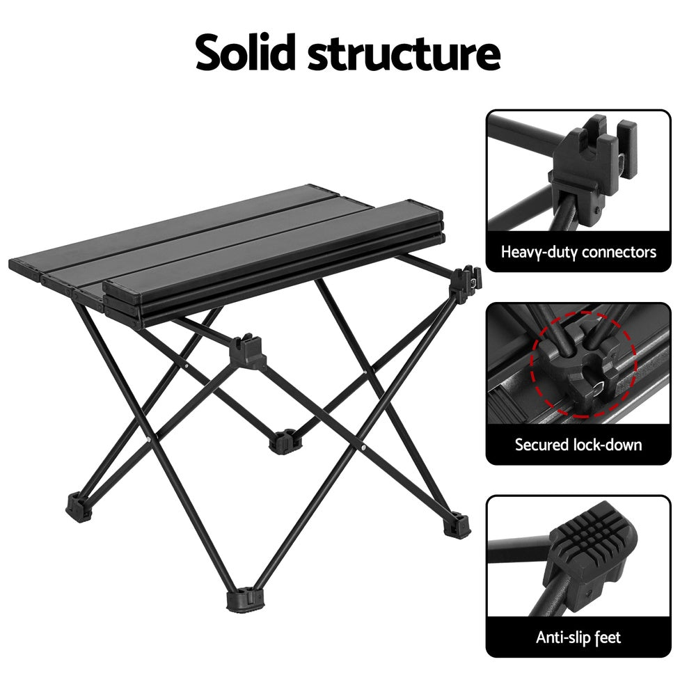 Weisshorn Folding Camping Table 40CM Roll Up Outdoor Picnic BBQ Aluminium Desk - ShopFrenzy