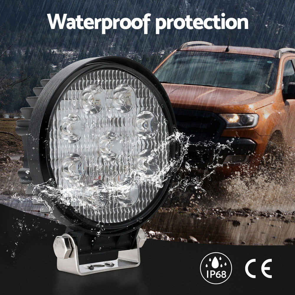 Giantz Pair LED Driving Lights 4.5 Inch Flood Spot Lights Car Truck SUV 12V 24V - ShopFrenzy