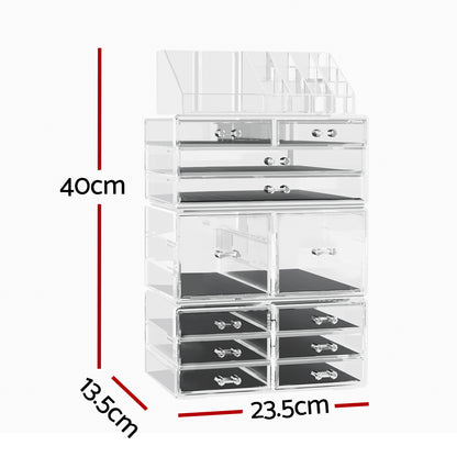 Embellir Makeup Case Acrylic Cosmetic Organizer Storage Box Jewellery Holder - ShopFrenzy