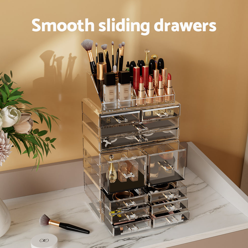 Embellir Makeup Case Acrylic Cosmetic Organizer Storage Box Jewellery Holder - ShopFrenzy
