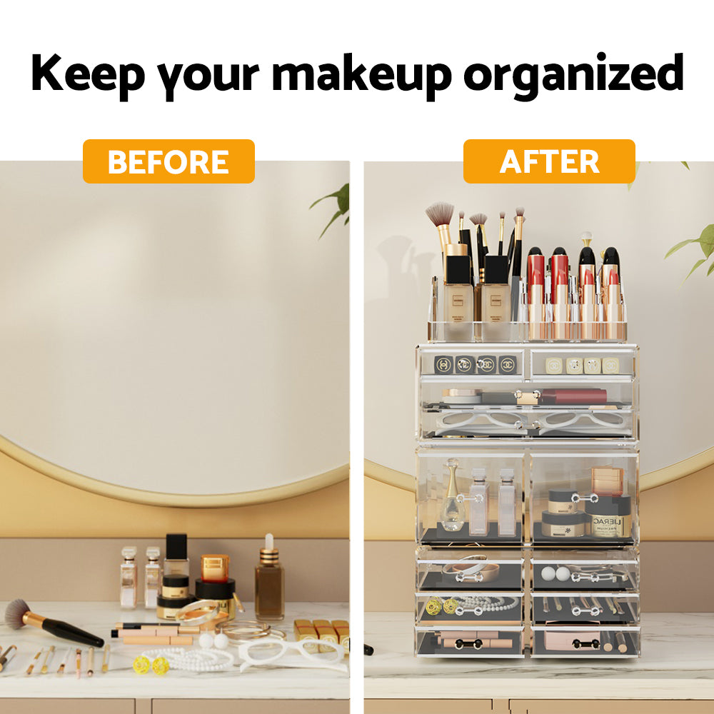 Embellir Makeup Case Acrylic Cosmetic Organizer Storage Box Jewellery Holder - ShopFrenzy