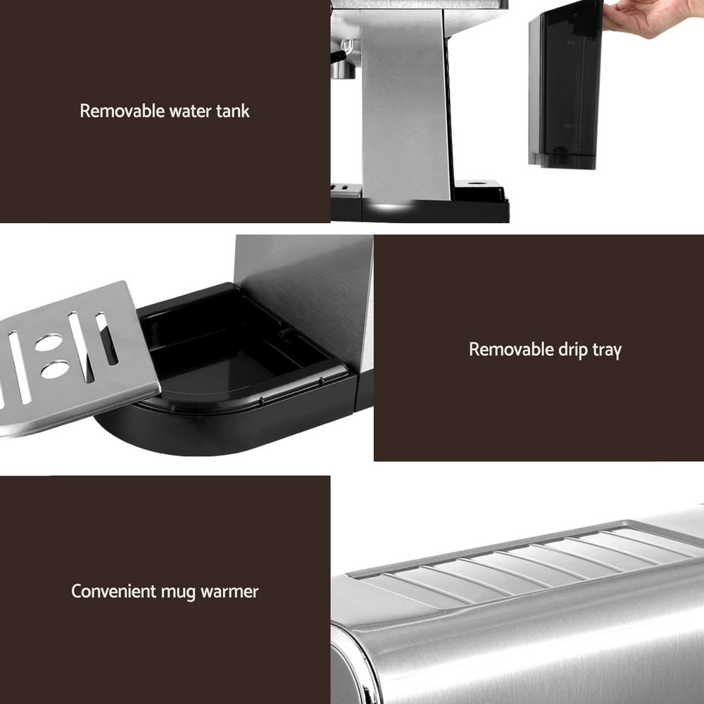 Devanti 20 Bar Coffee Machine Espresso Cafe Maker - ShopFrenzy