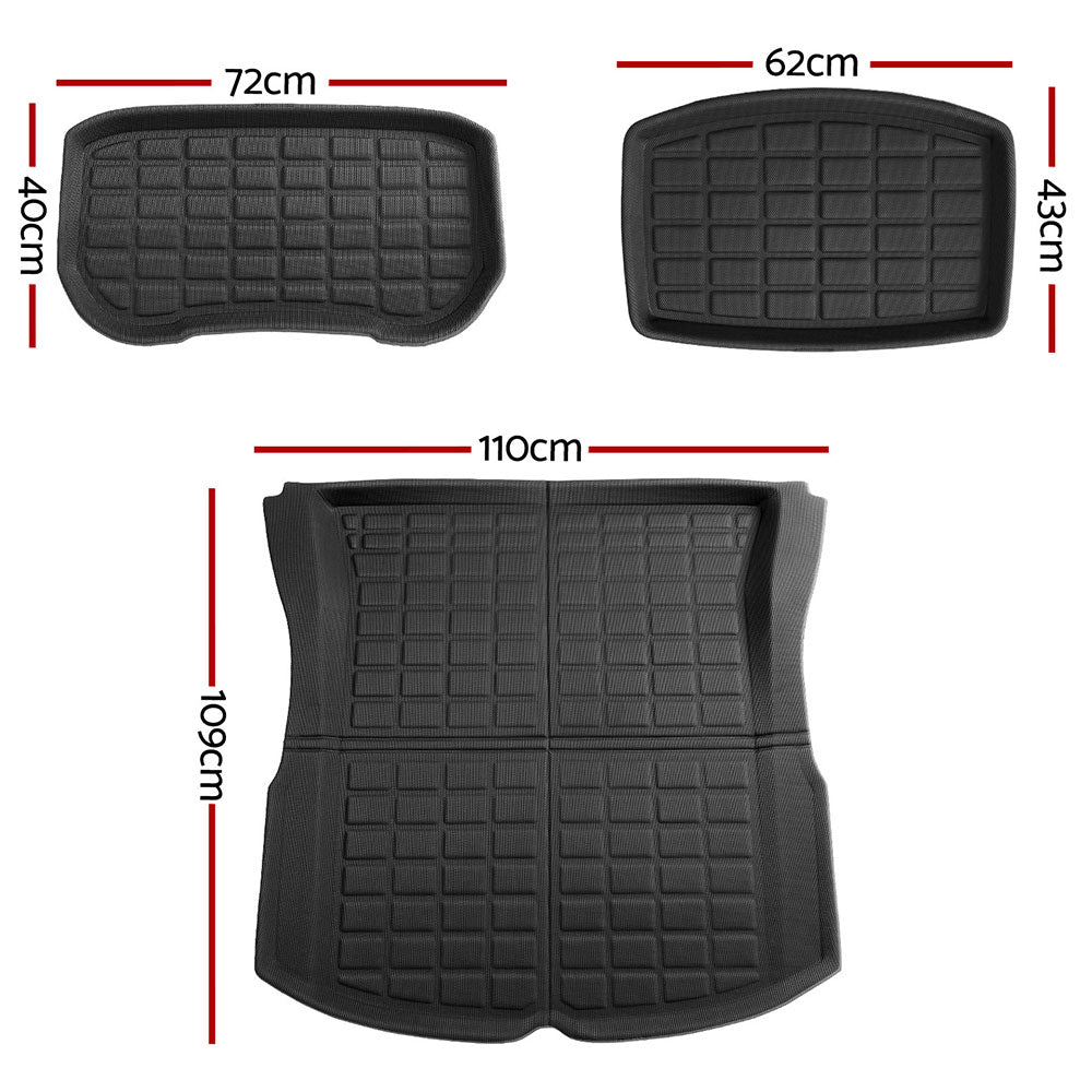NEW Tesla Model 3 Highland 2024 Boot Liner Rear Frunk Cargo Trunk Mats Weisshorn - ShopFrenzy