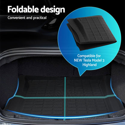 NEW Tesla Model 3 Highland 2024 Boot Liner Rear Frunk Cargo Trunk Mats Weisshorn - ShopFrenzy