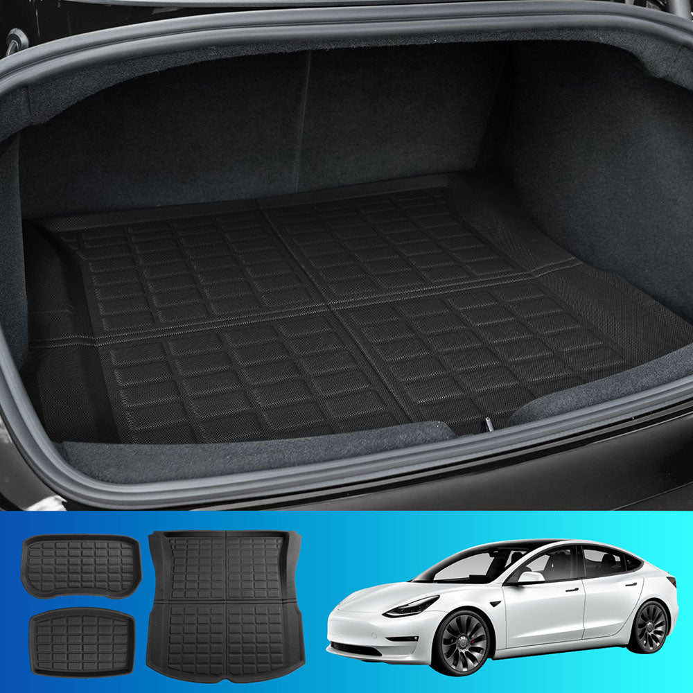 NEW Tesla Model 3 Highland 2024 Boot Liner Rear Frunk Cargo Trunk Mats Weisshorn - ShopFrenzy
