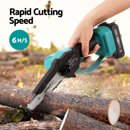 Giantz 6" Mini Cordless Electric Chainsaw Rechargeable Wood Cutter - ShopFrenzy