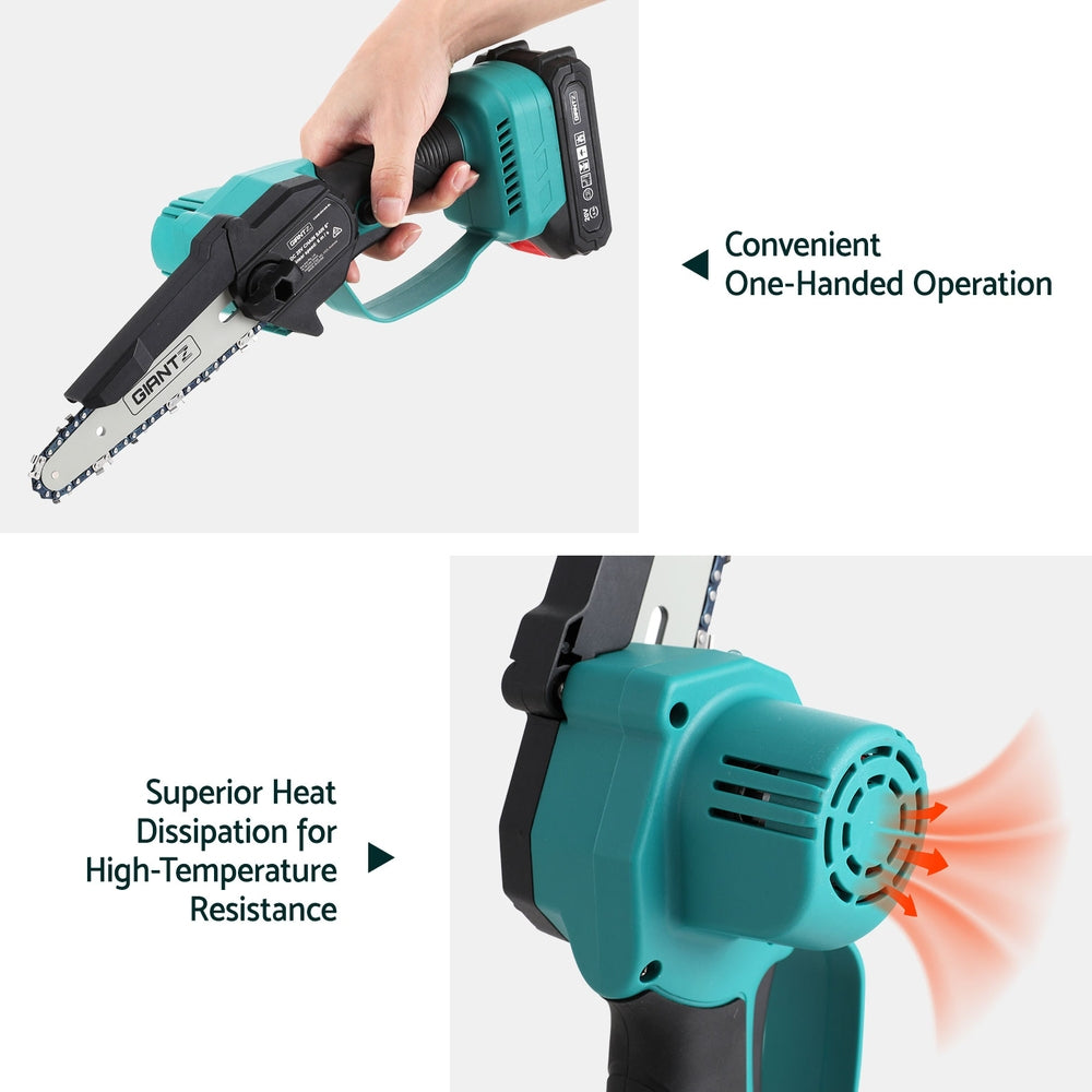 Giantz 6" Mini Cordless Electric Chainsaw Rechargeable Wood Cutter - ShopFrenzy