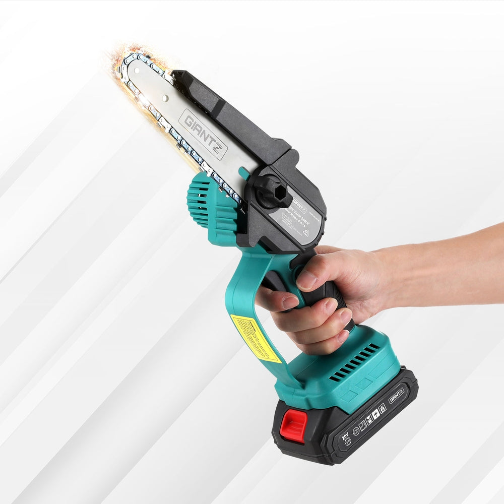 Giantz 6" Mini Cordless Electric Chainsaw Rechargeable Wood Cutter - ShopFrenzy
