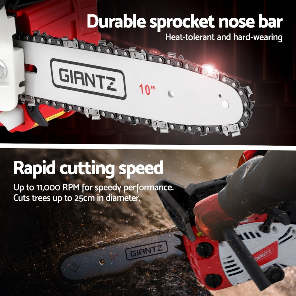 Giantz 25cc Petrol Chainsaw 10" Bar E-Start Tree Pruning Chain Saw - ShopFrenzy