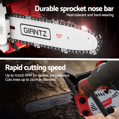 Giantz 25cc Petrol Chainsaw 10" Bar E-Start Tree Pruning Chain Saw - ShopFrenzy