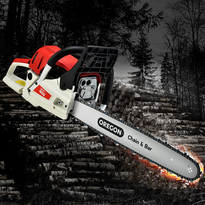 Giantz Chainsaw Petrol 52CC 20" Oregon Bar Commercial E-Start Pruning Chain Saw - ShopFrenzy