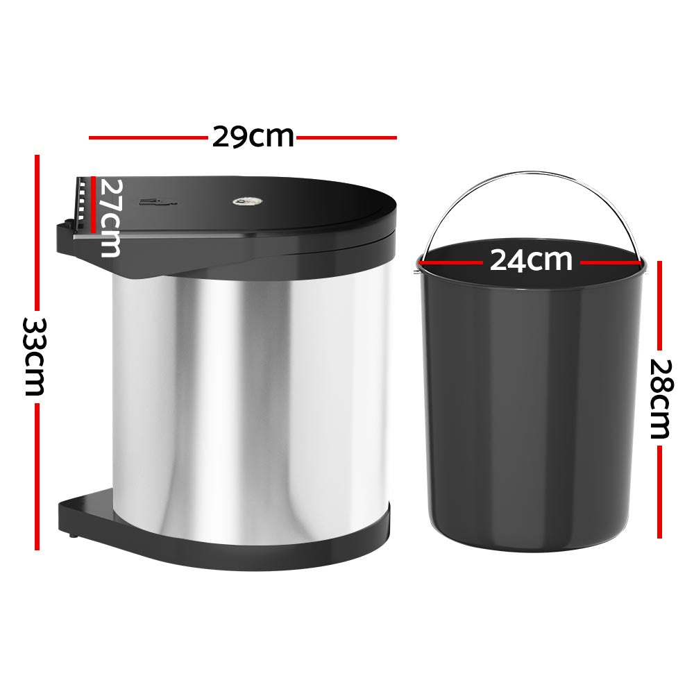 Cefito Kitchen Swing Out Pull Out Bin Stainless Steel Garbage Rubbish Can 12L ShopFrenzy