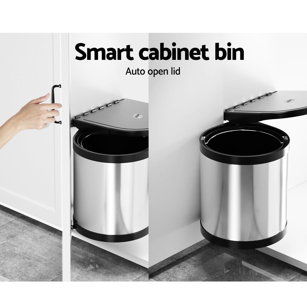 Cefito Kitchen Swing Out Pull Out Bin Stainless Steel Garbage Rubbish Can 12L ShopFrenzy