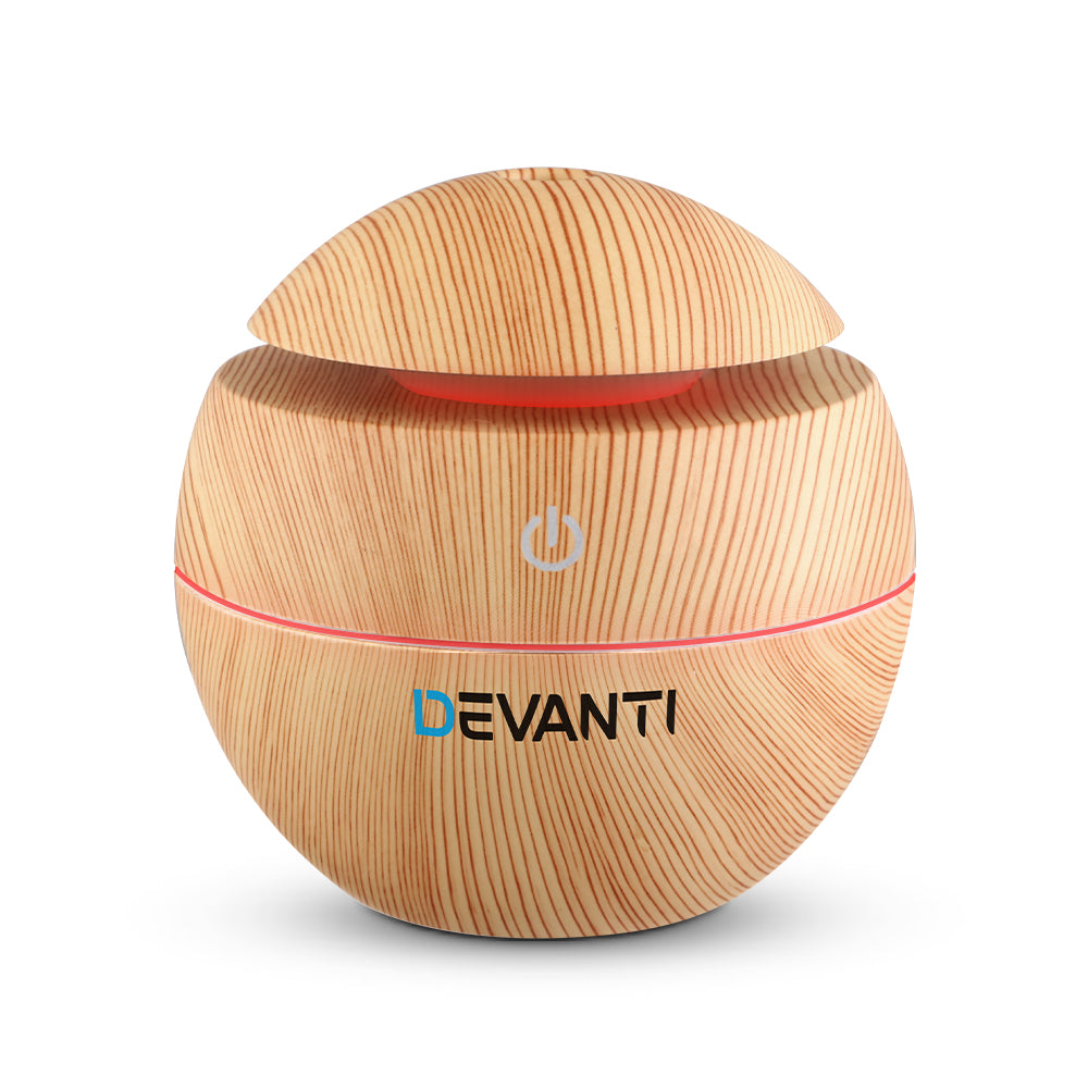 Devanti Aroma Diffuser Aromatherapy Light Wood 130ml - ShopFrenzy