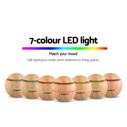 Devanti Aroma Diffuser Aromatherapy Light Wood 130ml - ShopFrenzy
