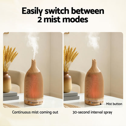 Devanti Ultrasonic Aroma Diffuser Aromatherapy 200ml LED Lights Iron Humidifier Forest Light wood grain