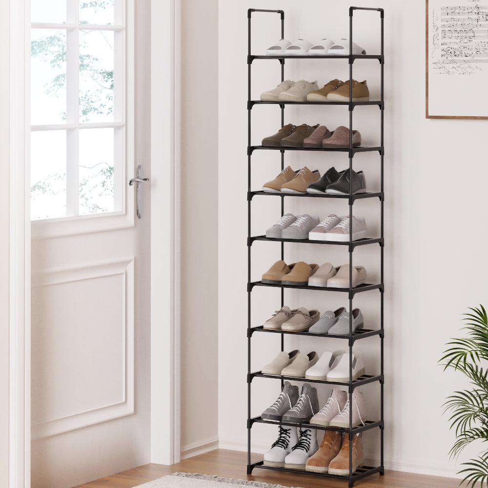 Artiss Shoe Rack DIY Stackable 10-tier Black Dunn - ShopFrenzy