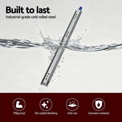 Giantz 2x Drawer Slides Heavy Duty Full Extension Locking 700-1400mm Length