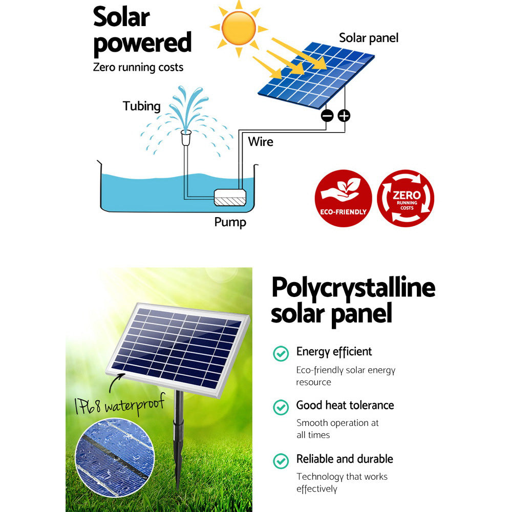 Gardeon Solar Pond Pump Submersible Water Fountain Kit 6.6FT - ShopFrenzy