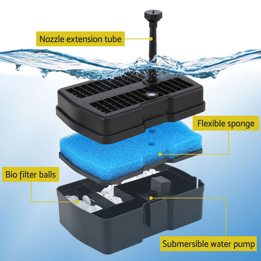 Gardeon Solar Submersible Water Pond Fountain Pump with Filter Box 4.6FT 470L/H - ShopFrenzy