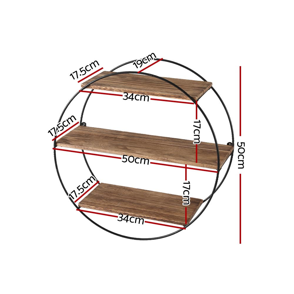 Artiss Floating Wall Shelf Round 3-Tier - ShopFrenzy