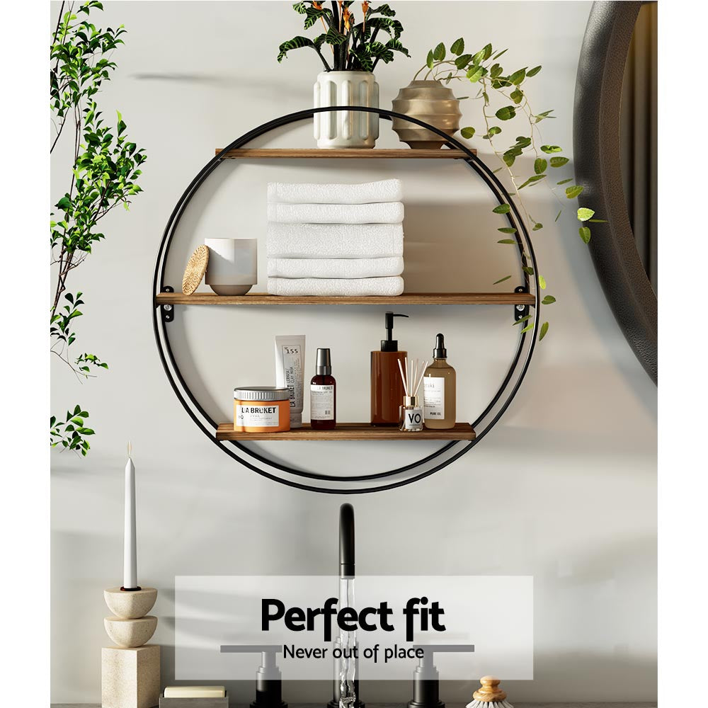 Artiss Floating Wall Shelf Round 3-Tier - ShopFrenzy