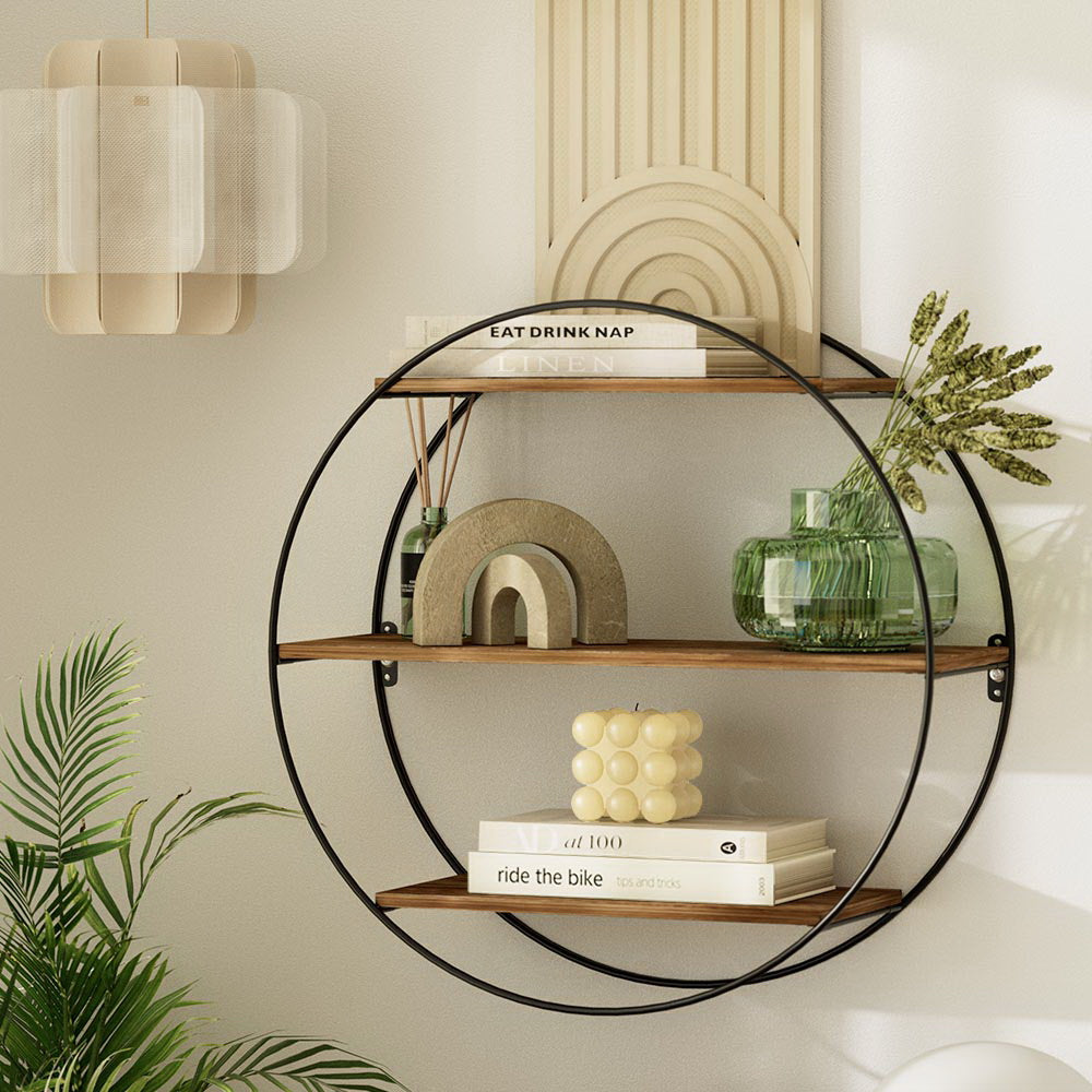 Artiss Floating Wall Shelf Round 3-Tier - ShopFrenzy