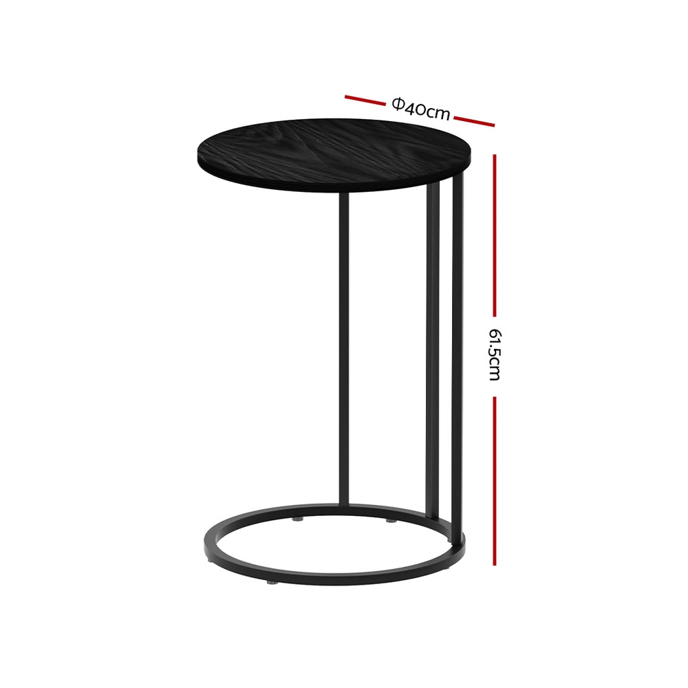Artiss Coffee Table Side Table Round Black Martha - ShopFrenzy