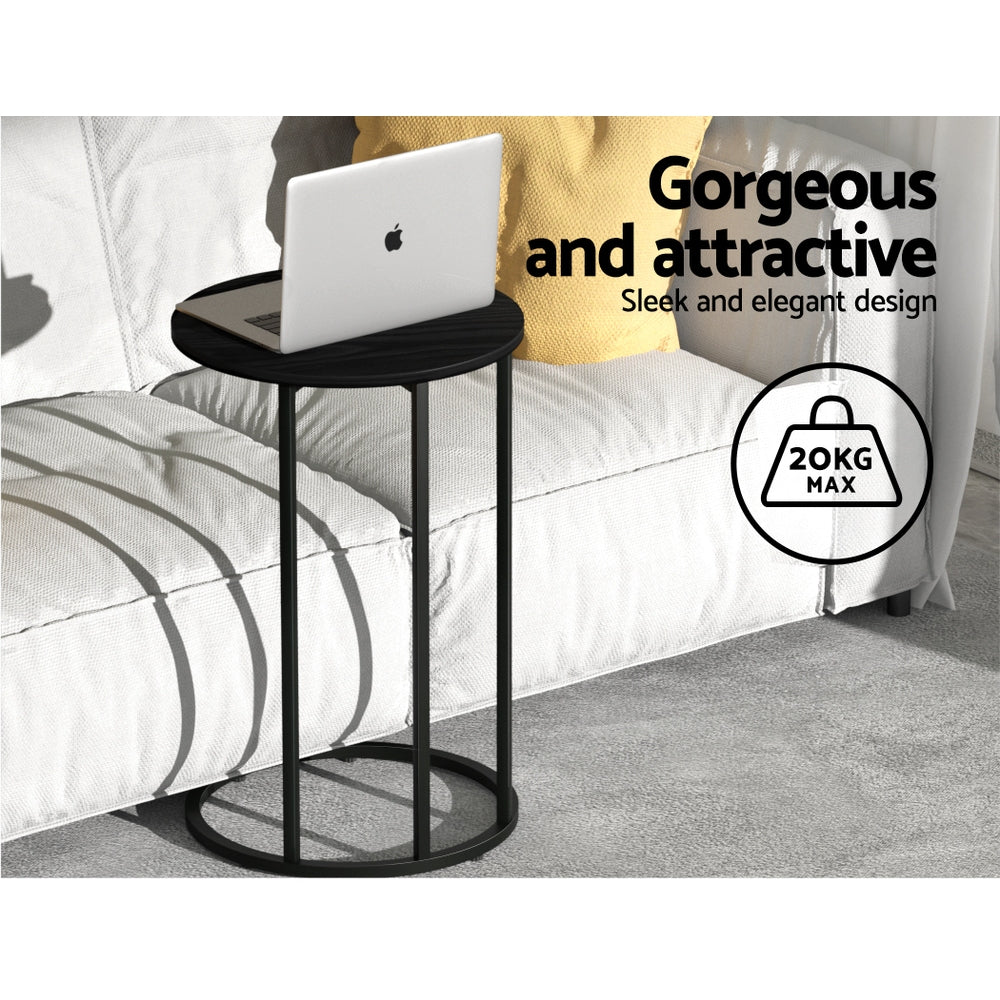 Artiss Coffee Table Side Table Round Black Martha - ShopFrenzy