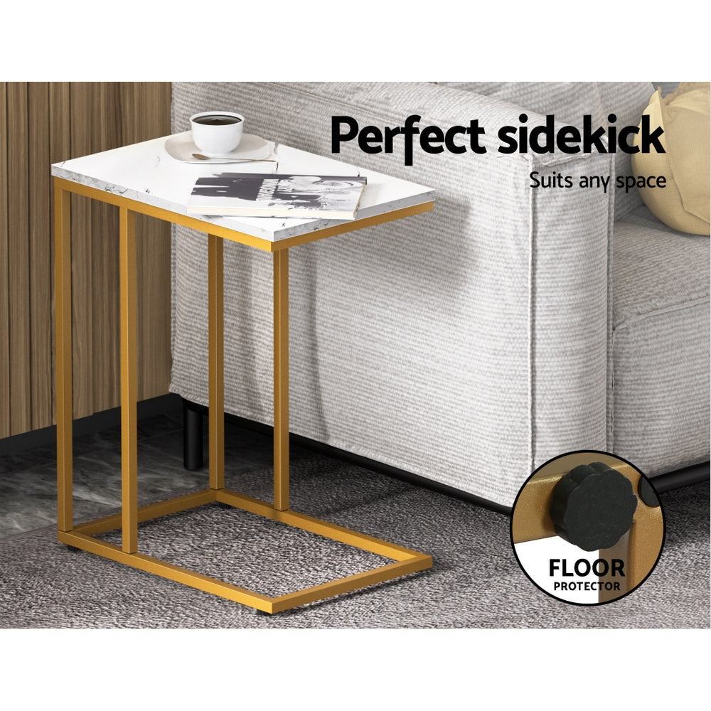 Artiss Coffee Table Side Table Marble Effect Emma - ShopFrenzy