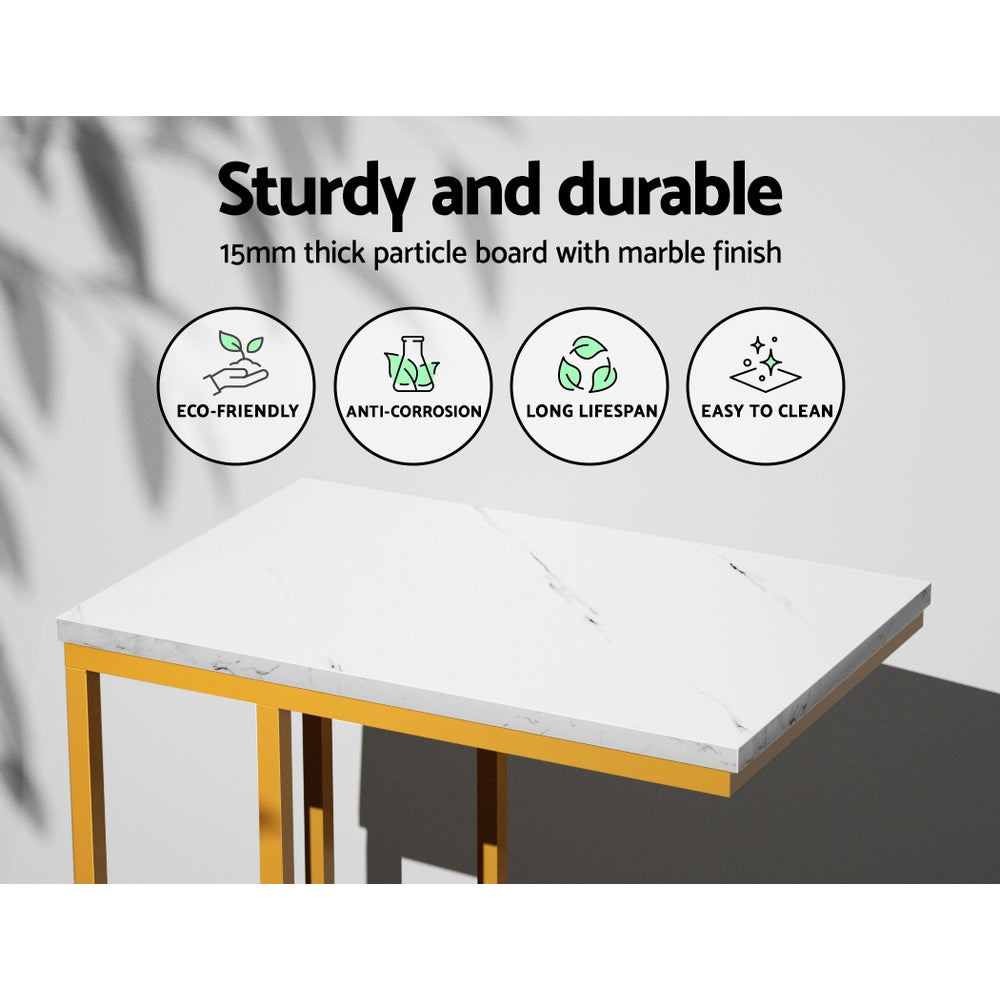 Artiss Coffee Table Side Table Marble Effect Emma - ShopFrenzy