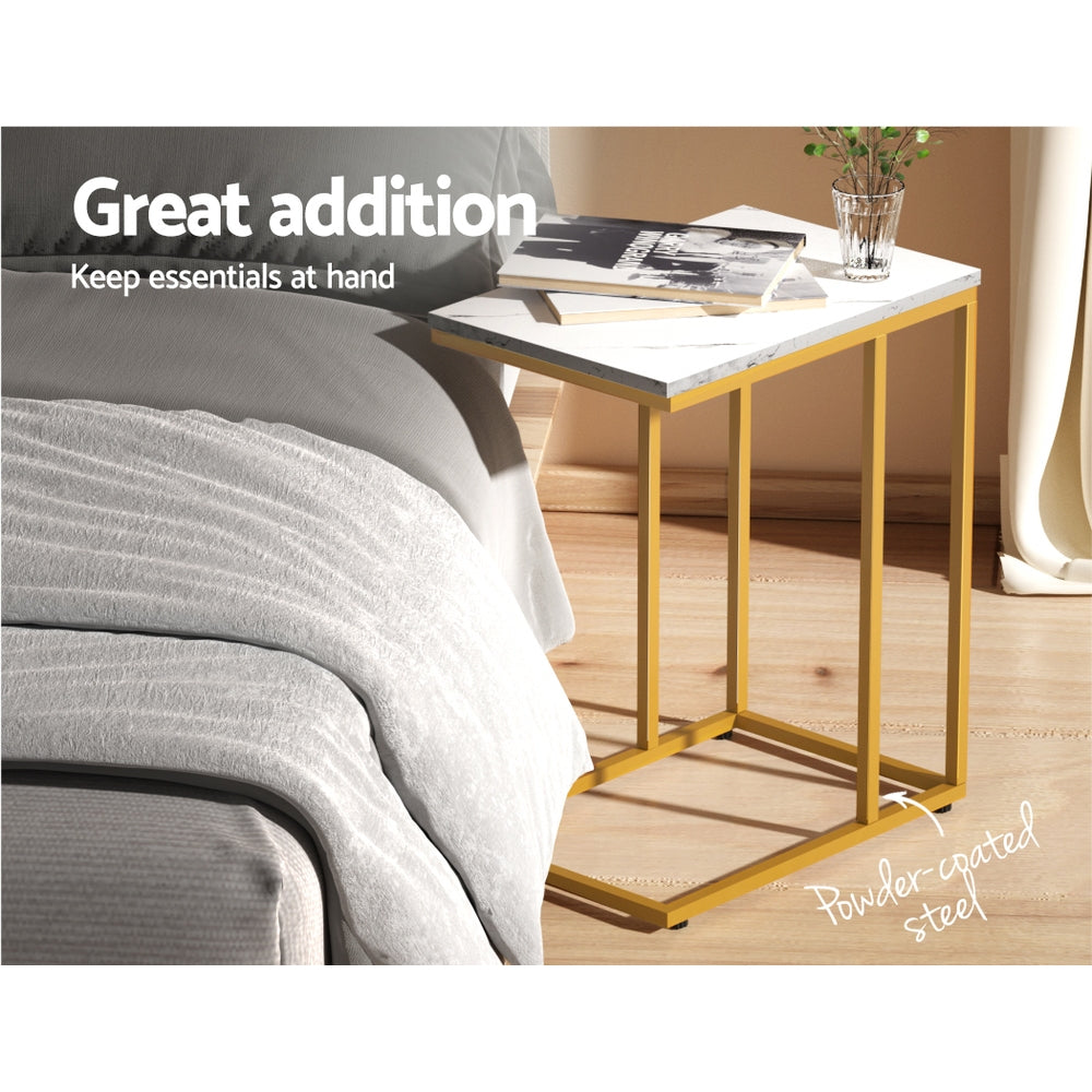 Artiss Coffee Table Side Table Marble Effect Emma - ShopFrenzy