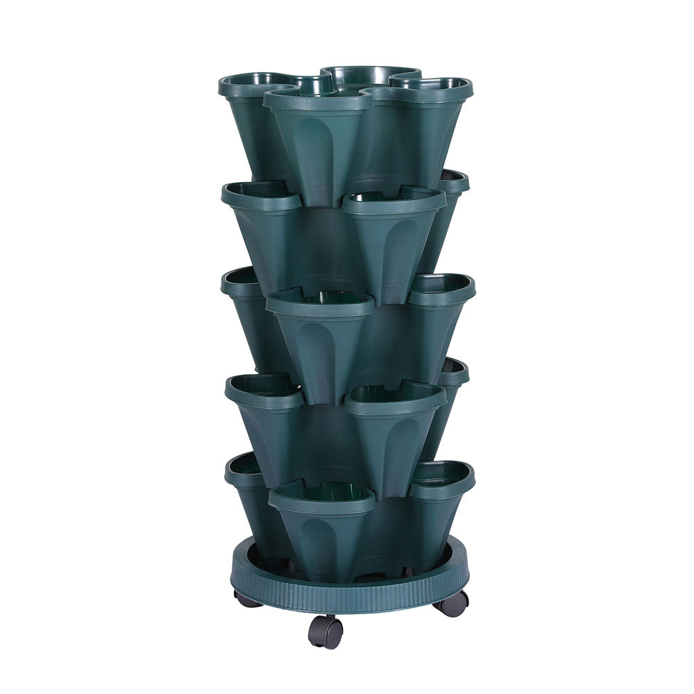 Green Fingers Garden Bed 5 Tier Vertical Garden Strawberry Stackable Planters Herbs Petunias - ShopFrenzy