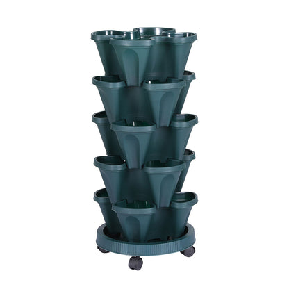 Green Fingers Garden Bed 5 Tier Vertical Garden Strawberry Stackable Planters Herbs Petunias - ShopFrenzy