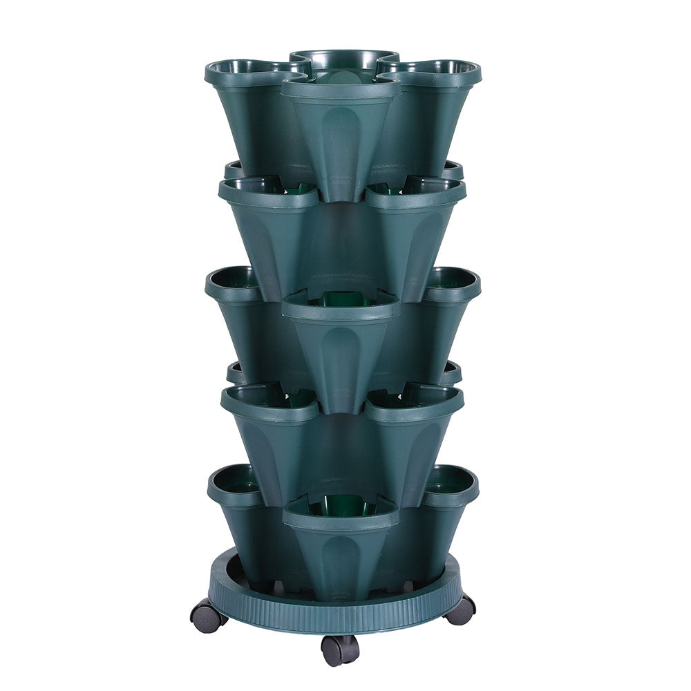 Green Fingers Garden Bed 5 Tier Vertical Garden Strawberry Stackable Planters Herbs Petunias - ShopFrenzy