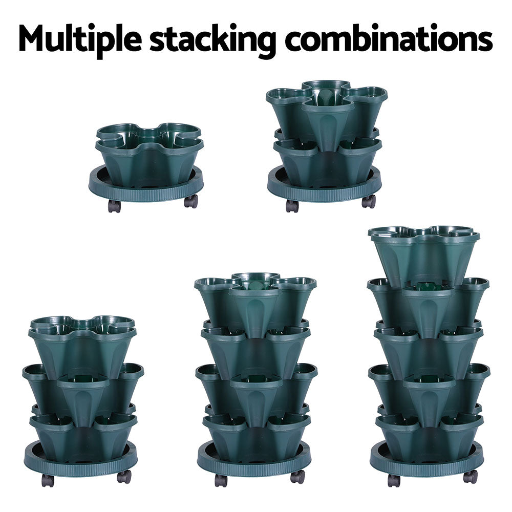 Green Fingers Garden Bed 5 Tier Vertical Garden Strawberry Stackable Planters Herbs Petunias - ShopFrenzy