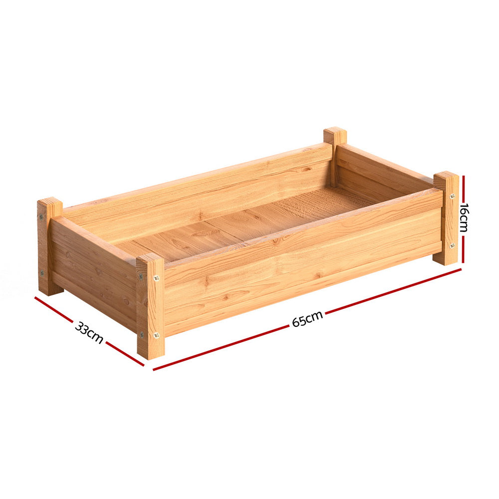 Green Fingers Garden Bed 65x33x16cm Wooden Planter Box Raised Container Growing - ShopFrenzy