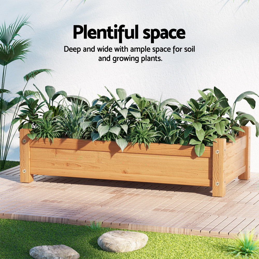 Green Fingers Garden Bed 65x33x16cm Wooden Planter Box Raised Container Growing - ShopFrenzy