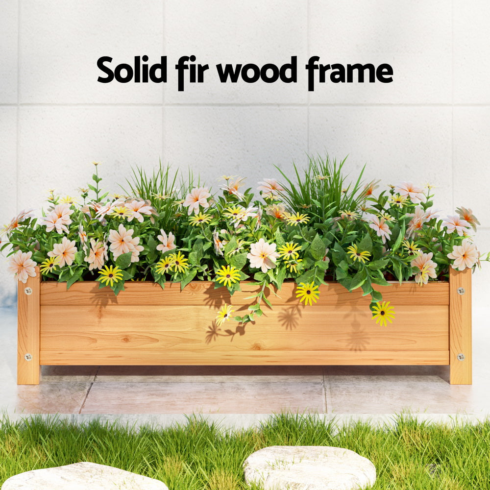 Green Fingers Garden Bed 65x33x16cm Wooden Planter Box Raised Container Growing - ShopFrenzy