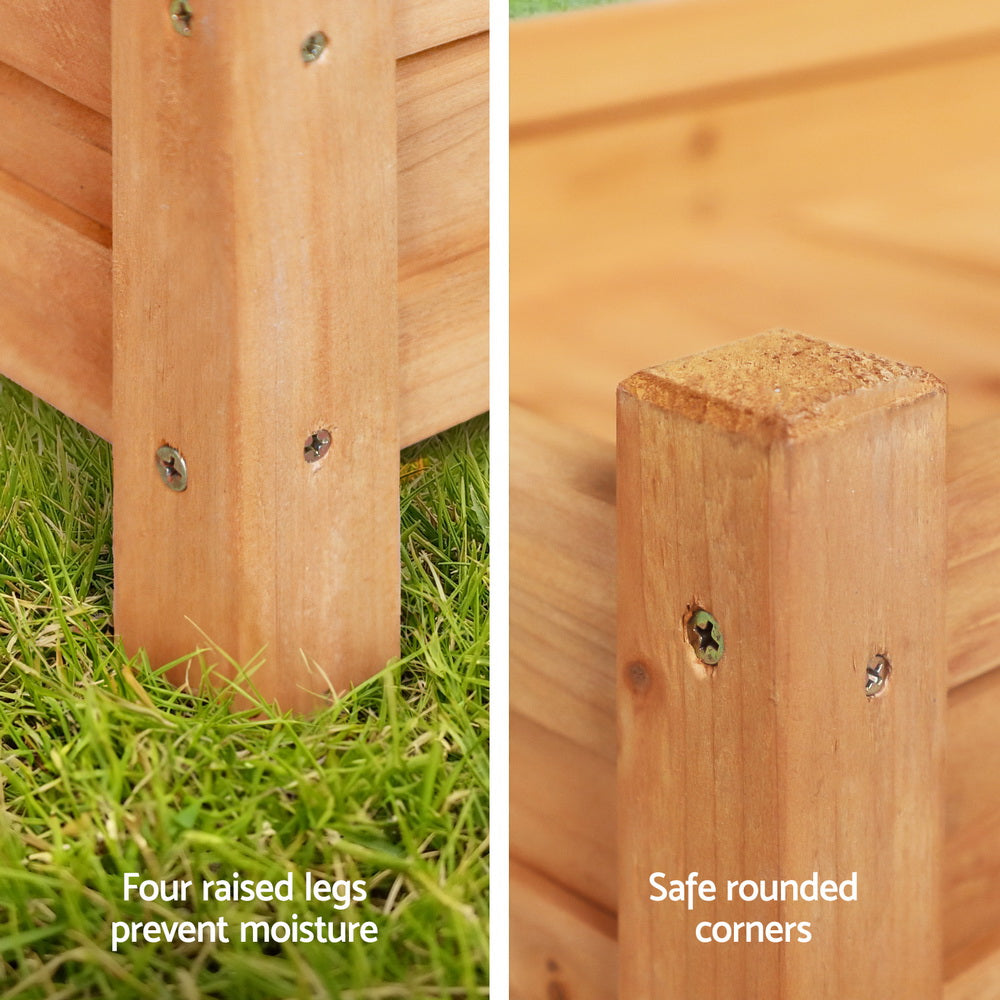 Green Fingers Garden Bed 65x33x16cm Wooden Planter Box Raised Container Growing - ShopFrenzy