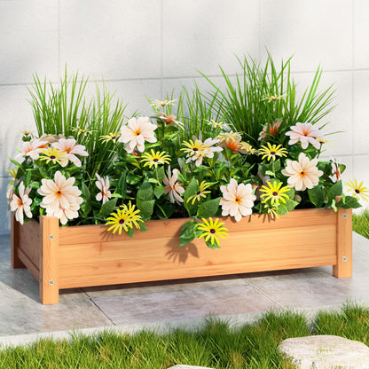 Green Fingers Garden Bed 65x33x16cm Wooden Planter Box Raised Container Growing - ShopFrenzy