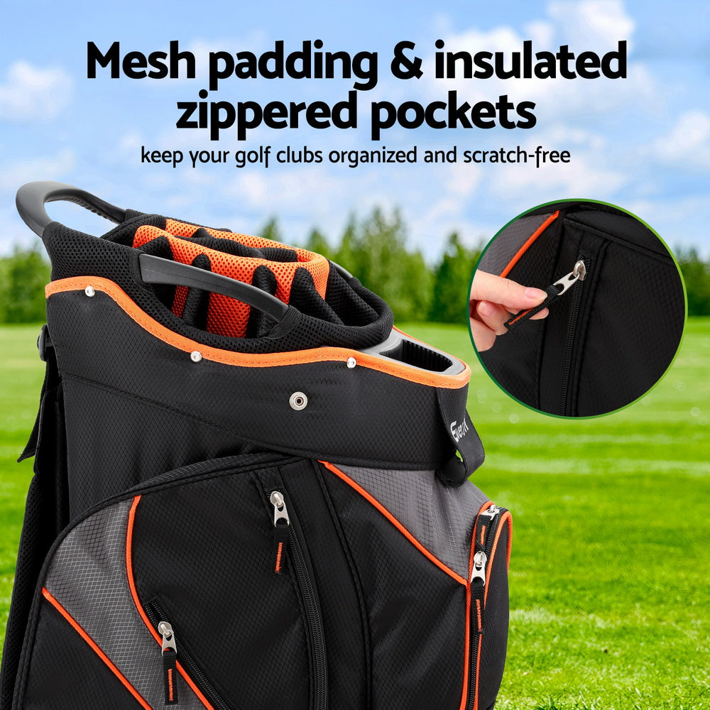 Everfit 14 Ways Dividers Golf Bag Stand Insulated Carry Bag Zippered Rain Cover - ShopFrenzy