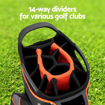 Everfit 14 Ways Dividers Golf Bag Stand Insulated Carry Bag Zippered Rain Cover - ShopFrenzy