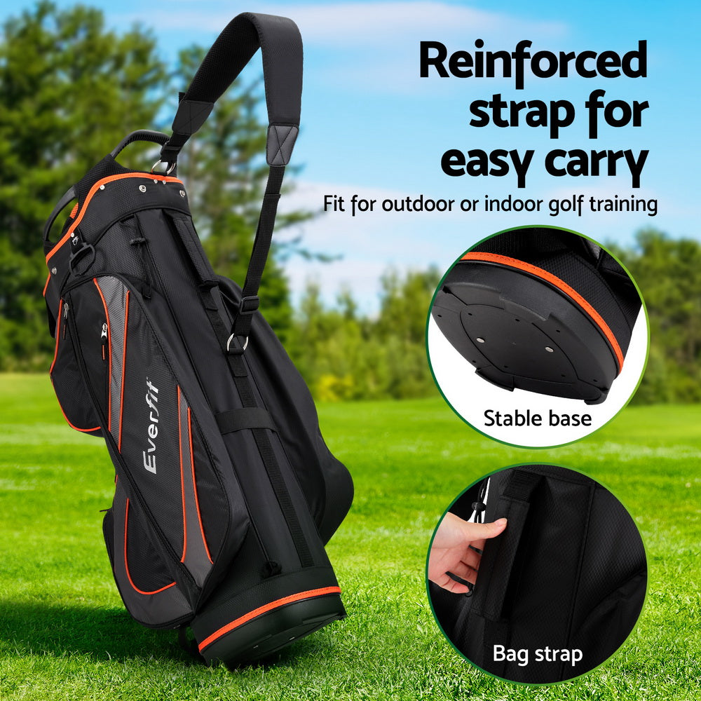 Everfit 14 Ways Dividers Golf Bag Stand Insulated Carry Bag Zippered Rain Cover - ShopFrenzy