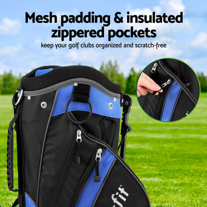 Everfit 6 Way Dividers Golf Bag Stand Insulated Carry Bag Zippered Rain Cover - ShopFrenzy
